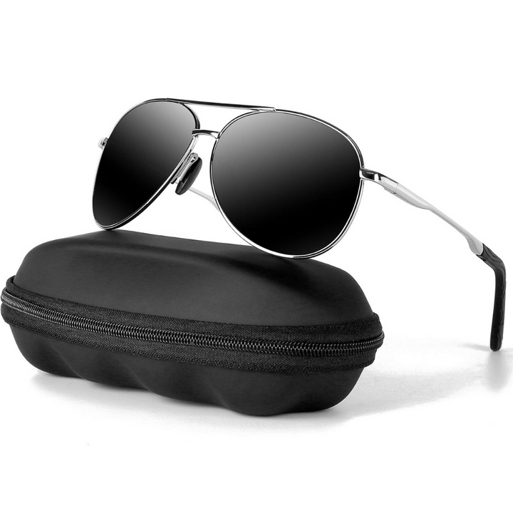 Classic unisex polarized aviator sunglasses for driving & outdoor activities, full UV protection.