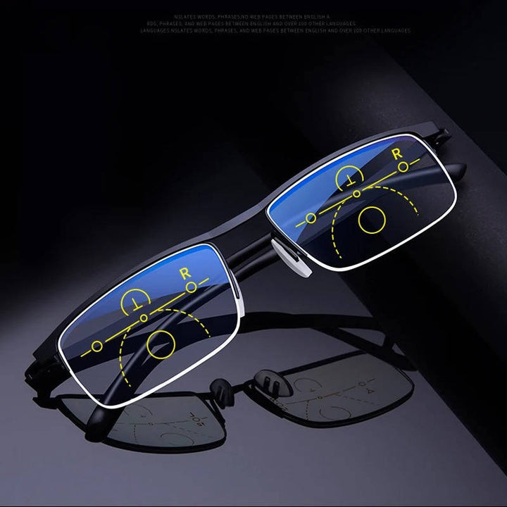 Clear vision unisex multifocal glasses with anti-glare, blue light & UV protection, TavvitaImp010 model.