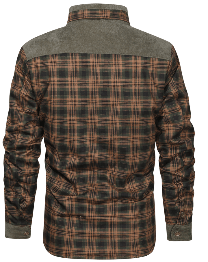 Unisex warm flannel jacket with a bold plaid design, insulated for winter adventures