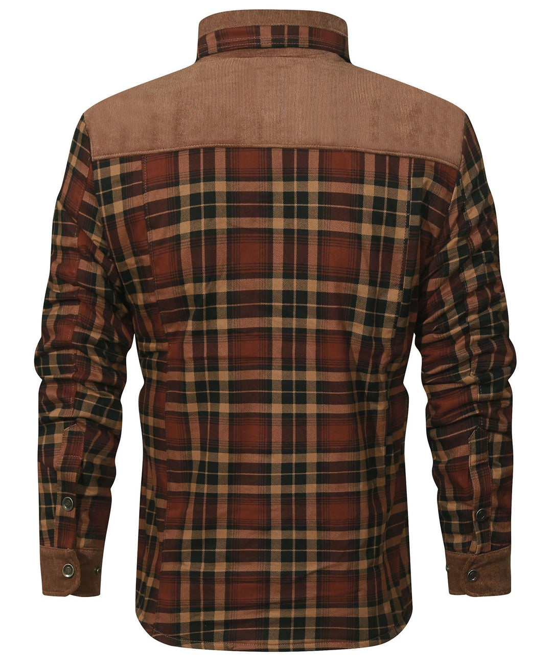 Plaid insulated flannel jacket for unisex, displayed in a vibrant, casual setting