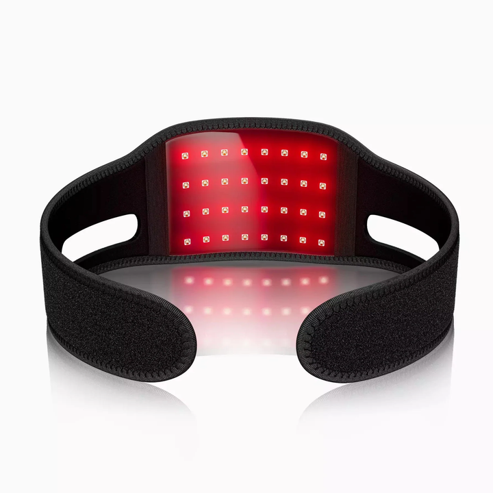 LED red light therapy belt for chin contouring & skin tightening. V-line anti-aging beauty device.