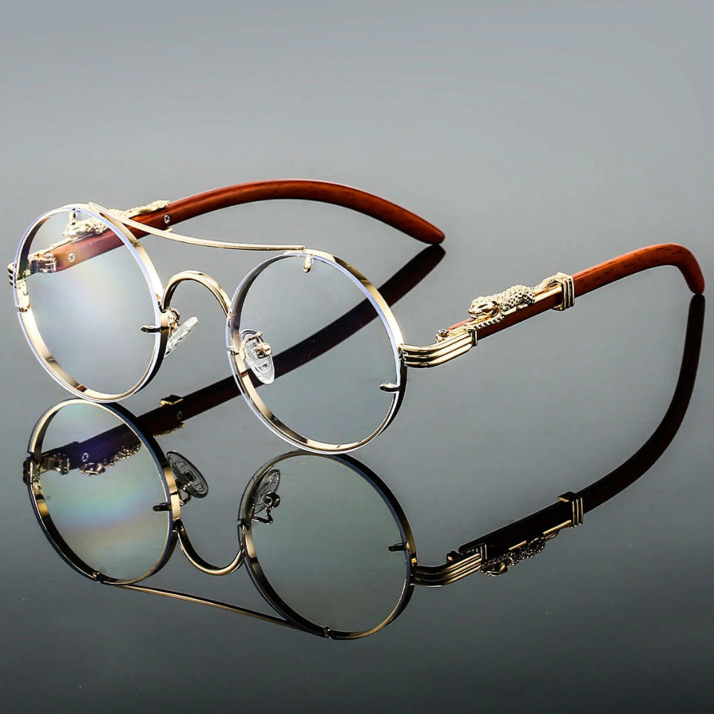 Stylish retro double bridge sunglasses. Unisex, classic round frame with anti-reflective, UV protection gradient lenses.