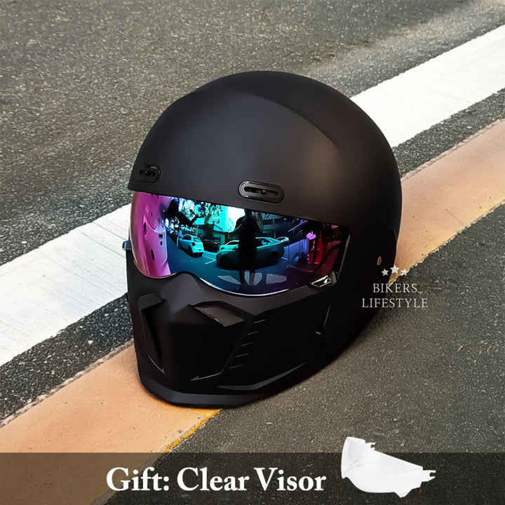 Classic white retro motorcycle helmet with black trim. Unisex open face design, DOT/ECE certified.