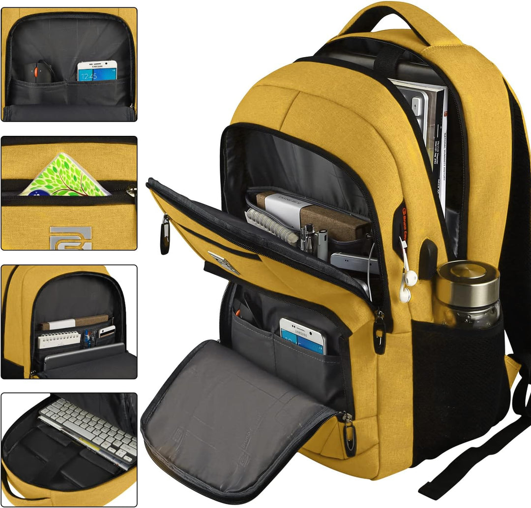 Modern unisex anti-theft travel bag for laptops with a useful USB charging interface.