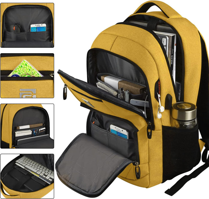 Modern unisex anti-theft travel bag for laptops with a useful USB charging interface.