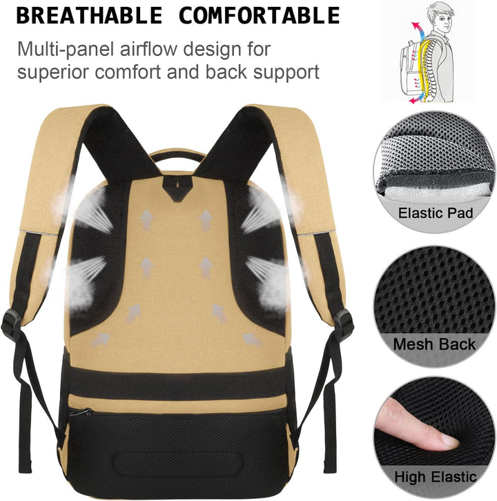 Anti-theft laptop backpack in grey, slim profile, USB port, ideal for secure urban travel.