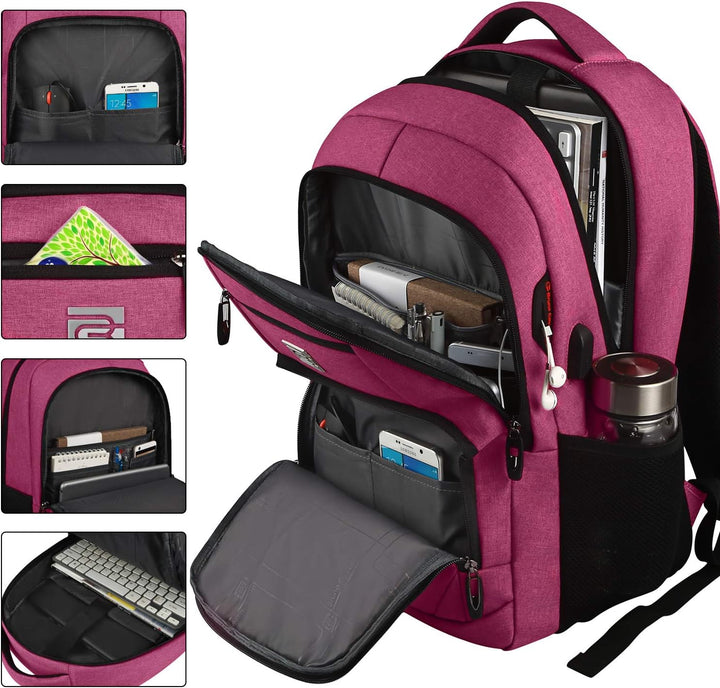 Secure & slim anti-theft backpack for laptops, featuring hidden zippers & a USB port.