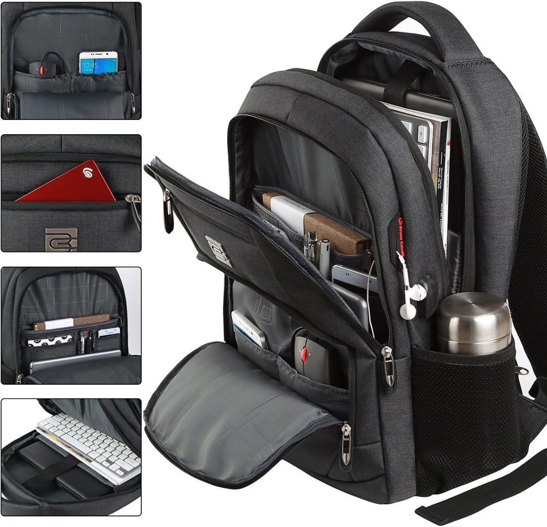 Organized tech backpack: slim anti-theft design, laptop compartment & external USB port.