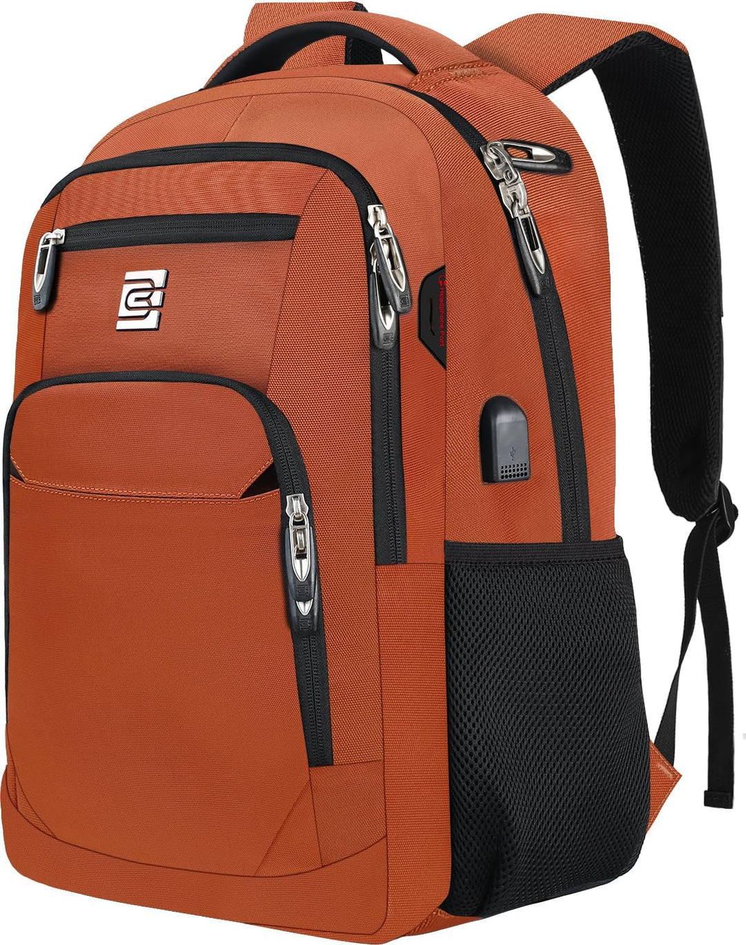 Slim profile anti-theft backpack for students & professionals, includes a USB charging port.