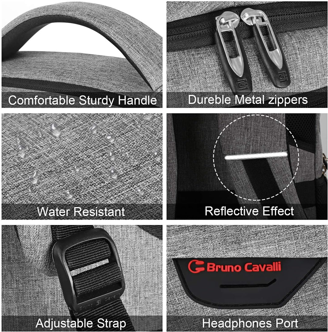 Modern anti-theft USB backpack, unisex, slim for easy carrying, perfect for laptops.