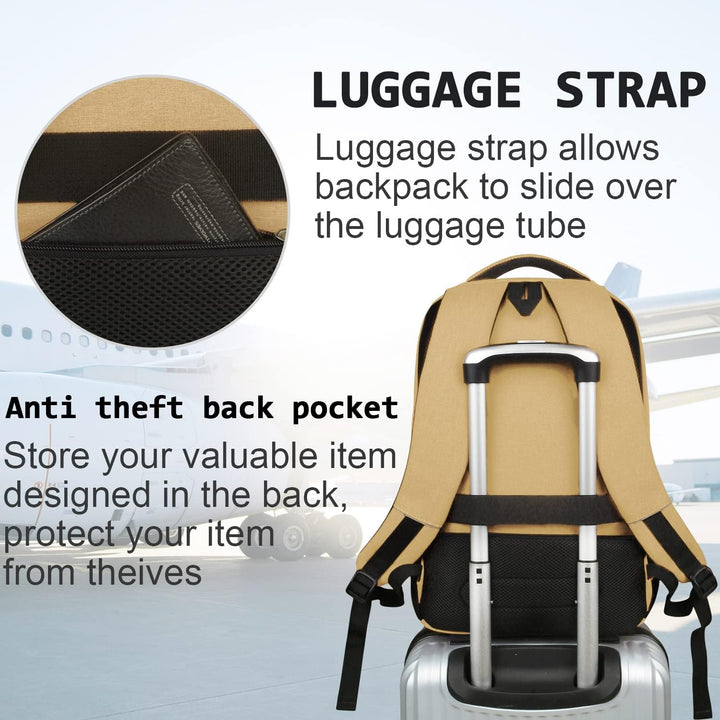 Daily anti-theft laptop backpack, slim, black, with a practical USB charging port.