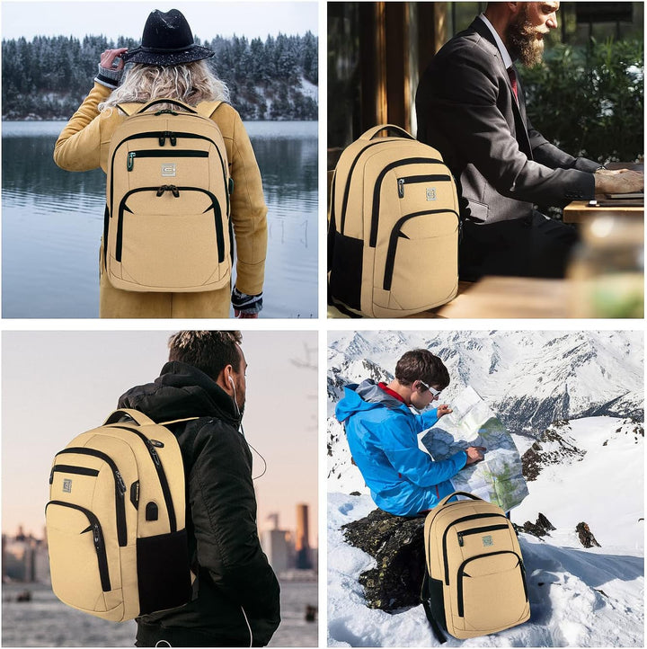 Compact anti-theft travel backpack, slim, water-resistant, ideal for securing essentials & charging.