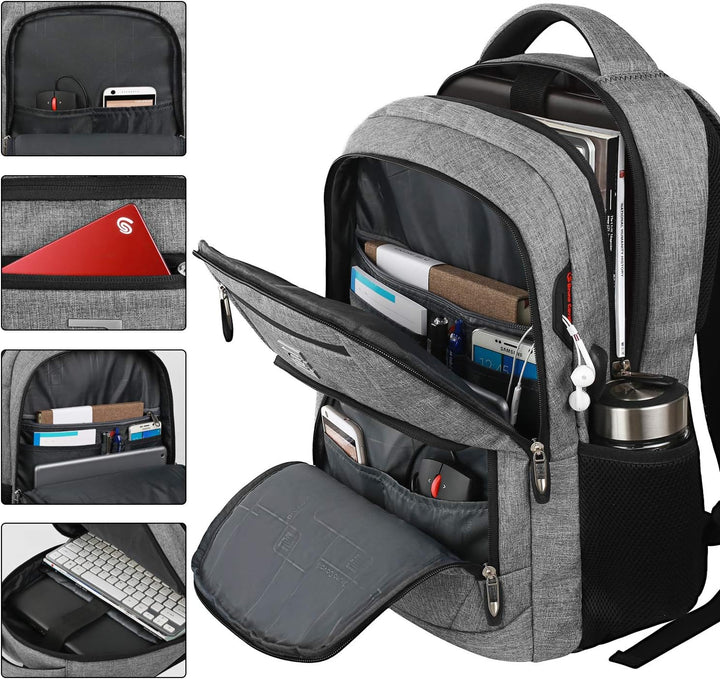 Unisex anti-theft school backpack, slim, durable, with a convenient external USB port.