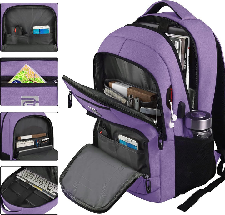 Organizational anti-theft school backpack for laptops, featuring a convenient USB port.
