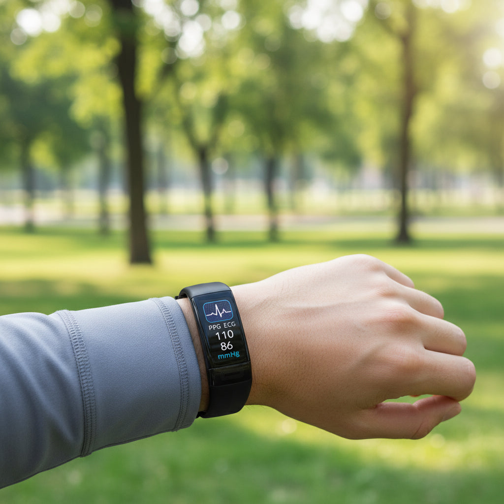 Unisex smart health armband, EKG & heart rate monitor. Fitness tracker with blood pressure monitor.