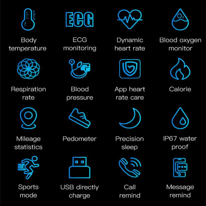 Unisex smartwatch for ECG, blood pressure, heart rate, and sleep tracking, a daily health companion.