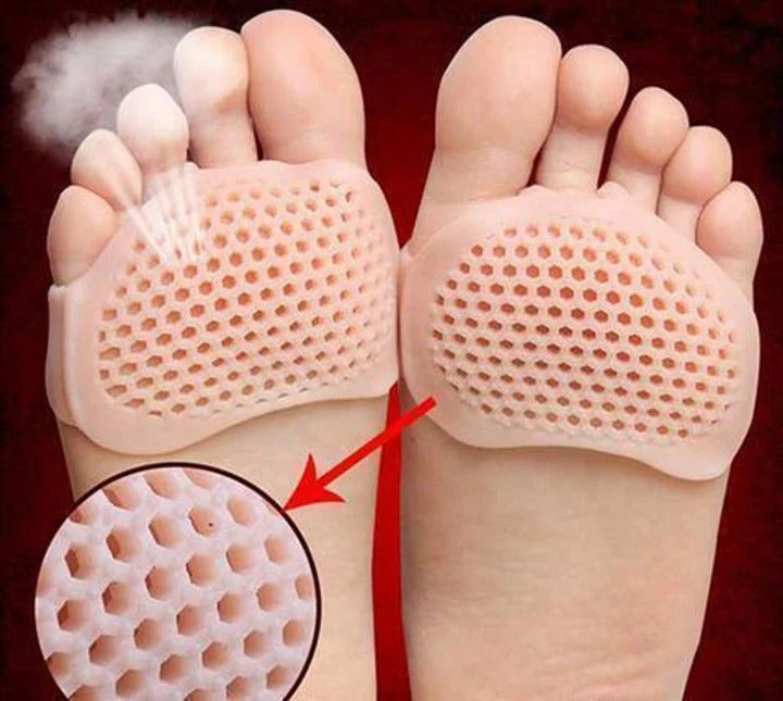 Unisex soft gel metatarsal pads for forefoot pain relief, providing cushioning and support for ball of foot.