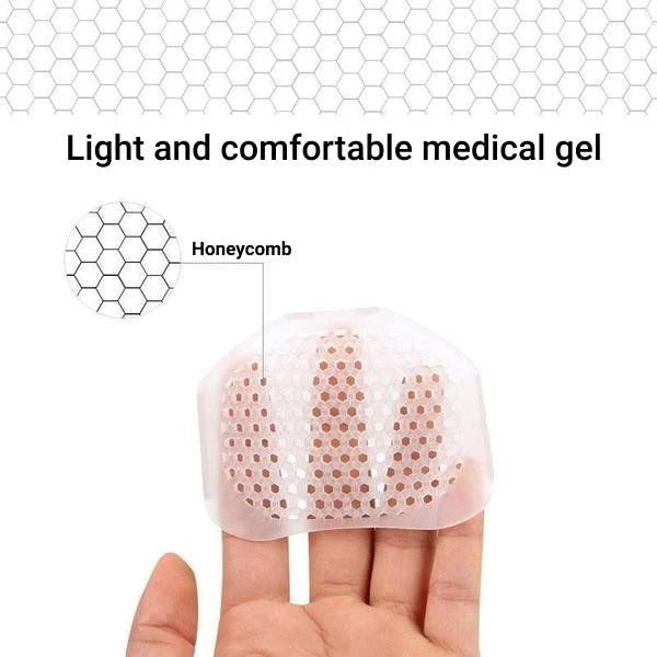 Breathable silicone gel metatarsal pads for shock absorption, enhancing walking and athletic comfort.