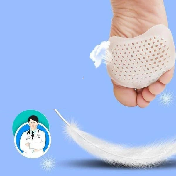 Unisex soft gel pads for ball of foot pain relief, offering comfortable and breathable forefoot support.