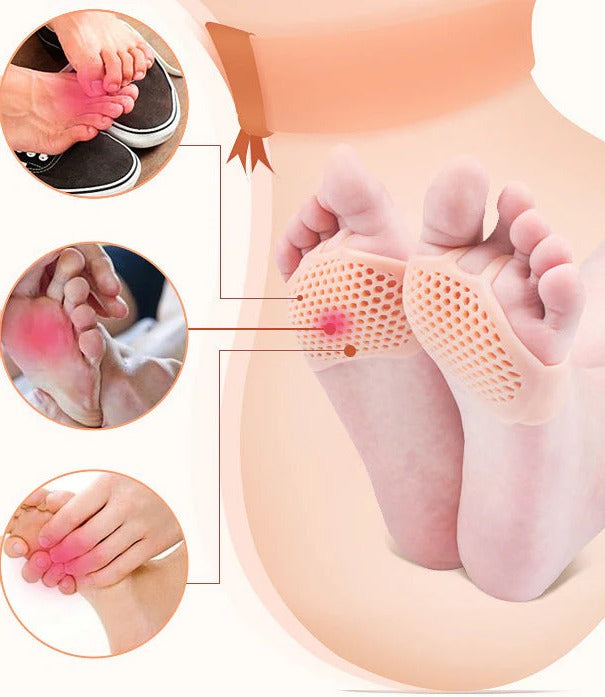 Set of 2 unisex gel metatarsal cushions for forefoot pain relief, promoting foot comfort and shock absorption.