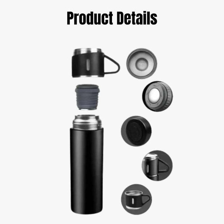 Reusable stainless steel water bottle, eco-friendly hydration. Keeps drinks hot or cold for hours.