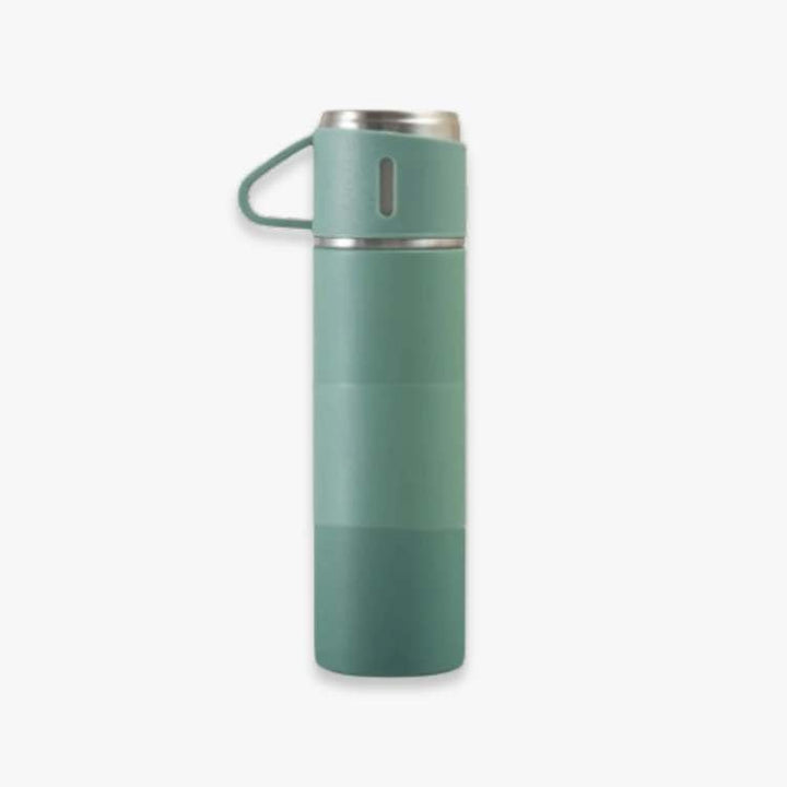 Premium stainless steel travel mug, insulated for hot tea or cold water. Leakproof, reusable.