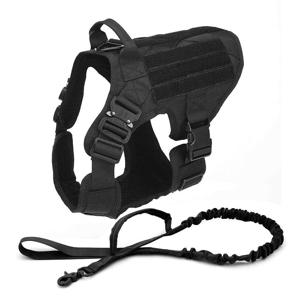 Unisex tough dog harness with multiple attachment points, ideal for service or training dogs.