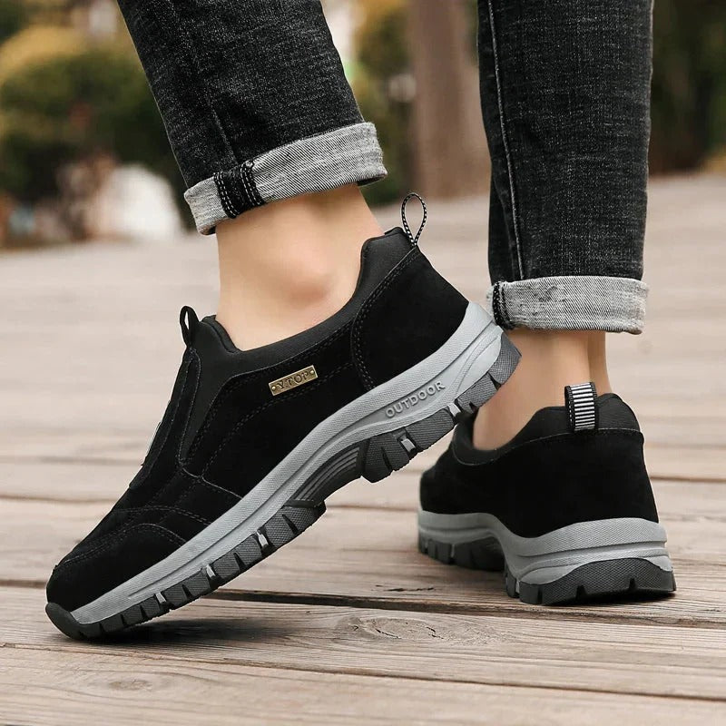Orthopedic hiking shoes for men & women, offering foot support, pain relief, and non-slip grip for trails.