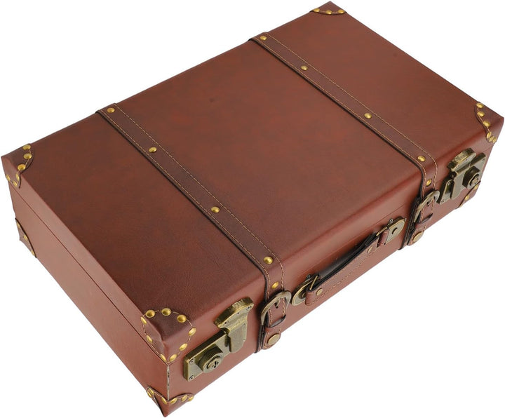 Heritage brown vintage leather luggage, a stylish carry-on case with a secure lock for travel.