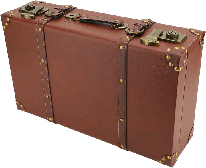 Elegant vintage leather trunk, a heritage brown carry-on bag with secure lock, doubles as decorative storage.