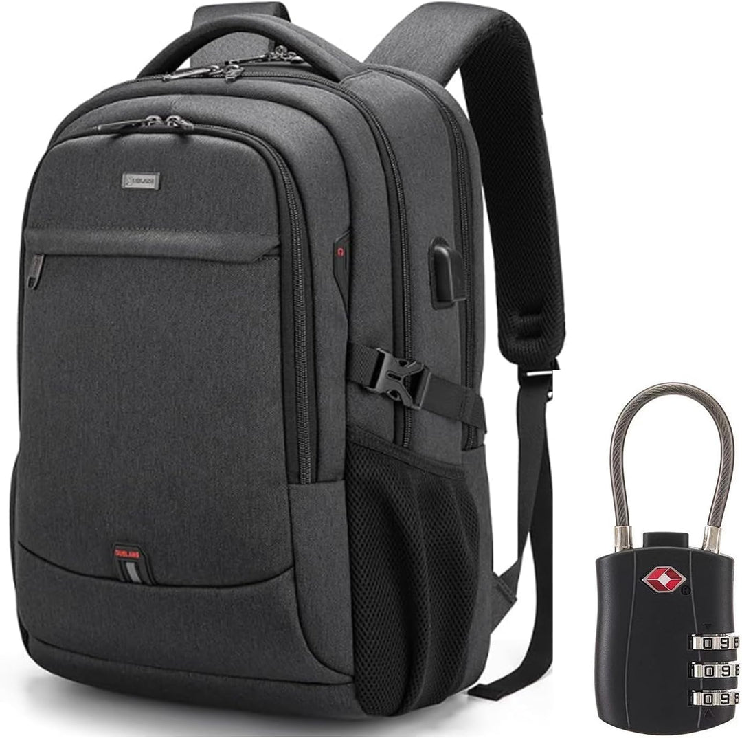 Unisex water-resistant laptop backpack with USB port, perfect for daily commute & travel.