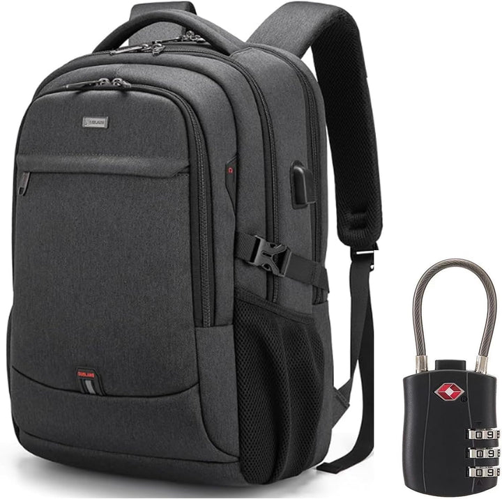 Unisex water-resistant laptop backpack with USB port, perfect for daily commute & travel.