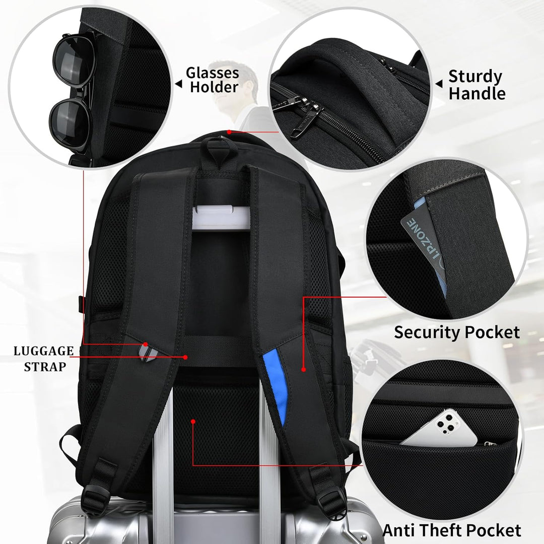 Grey water-resistant unisex laptop backpack, ideal for daily commute & tech users.