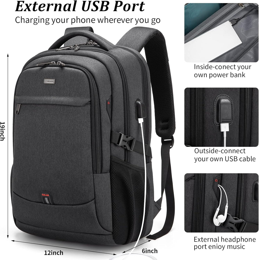 Dedicated laptop sleeve in a unisex college bag with USB charging.