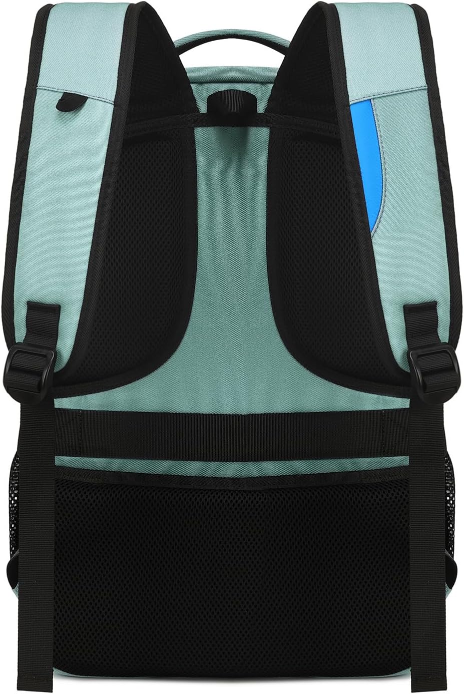 Open main compartment of a spacious laptop backpack, showing organized storage.