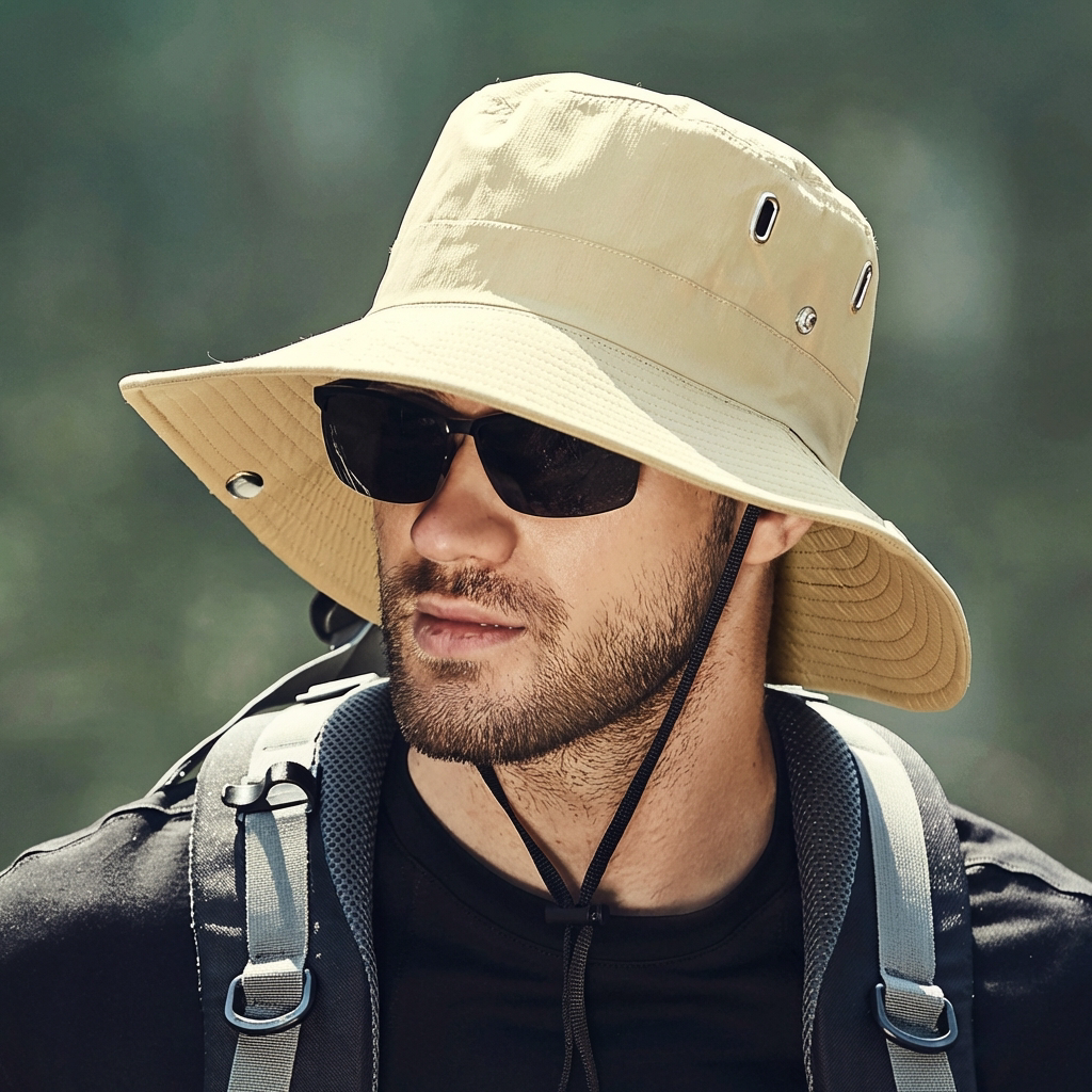 Lightweight unisex wide-brim sun hat for ultimate UV protection during outdoor, beach & hiking activities.