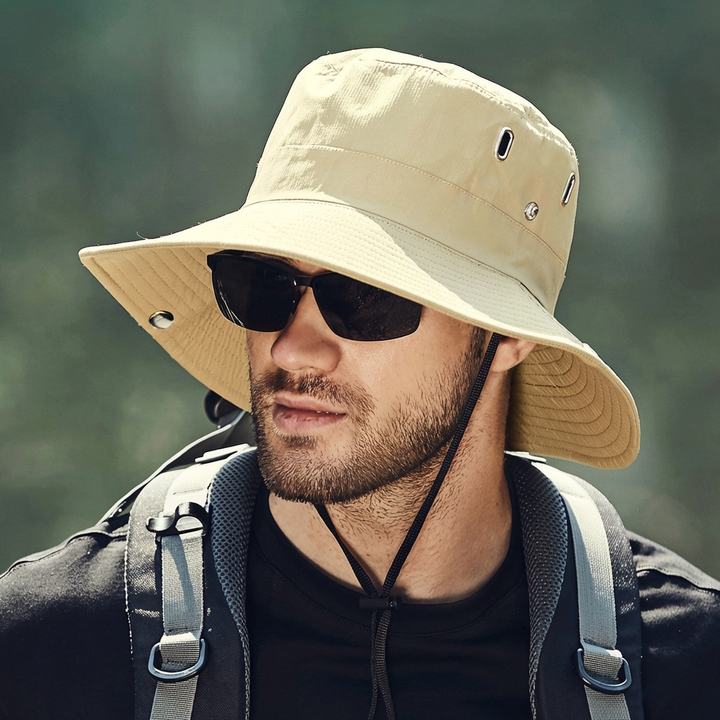 Lightweight unisex wide-brim sun hat for ultimate UV protection during outdoor, beach & hiking activities.
