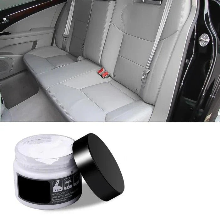 DIY leather care kit essential: Repair gel applied to a torn vinyl bag, showing easy restoration.