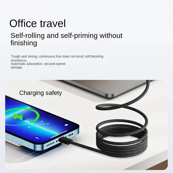 Anti-tangle braided magnetic cable ensures tidy & efficient device charging.