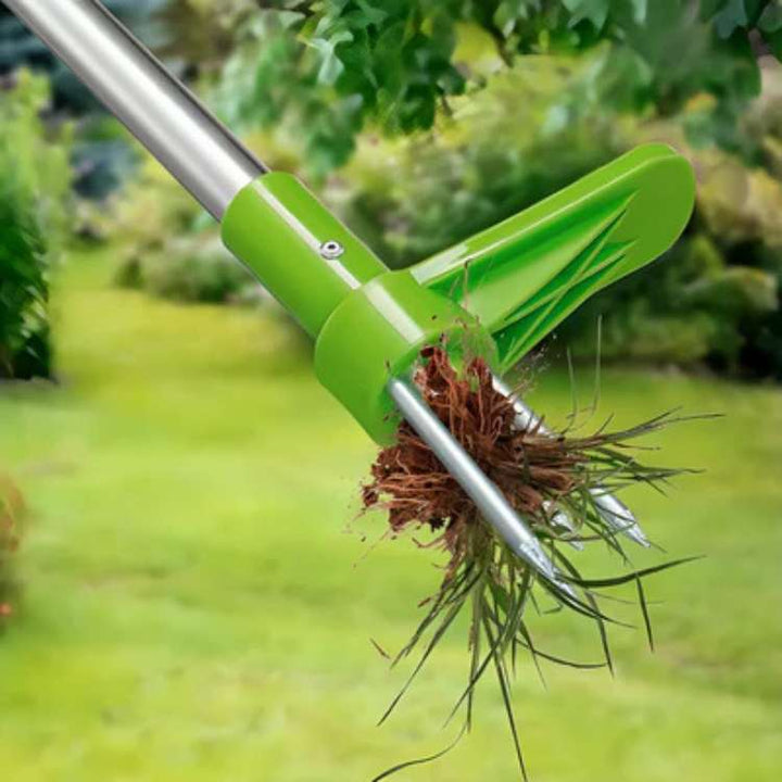 Efficient upright garden weed puller tool keeps lawns & gardens pristine by removing deep roots. Essential gardening tool.