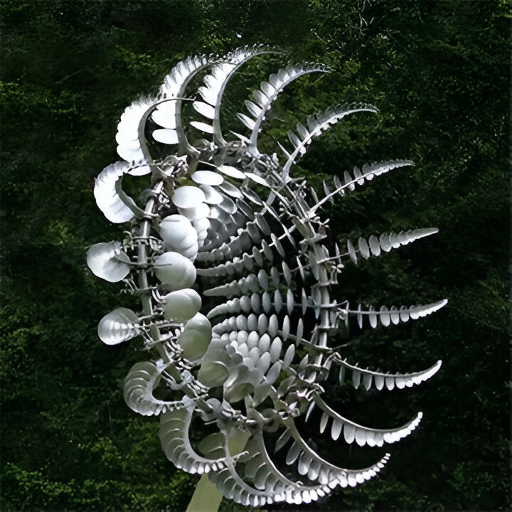 Vibrant outdoor kinetic metal wind spinner, ideal garden decor & yard art. Anti-rust finish for outdoor living.
