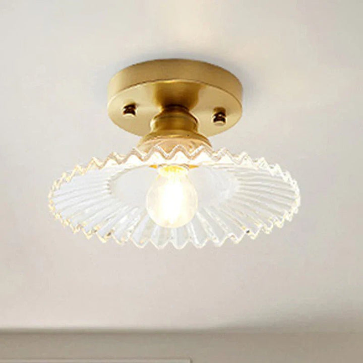 Vintage - Inspired Ribbed Glass Ceiling Lamp - Semi - Flush Mount - Lexians