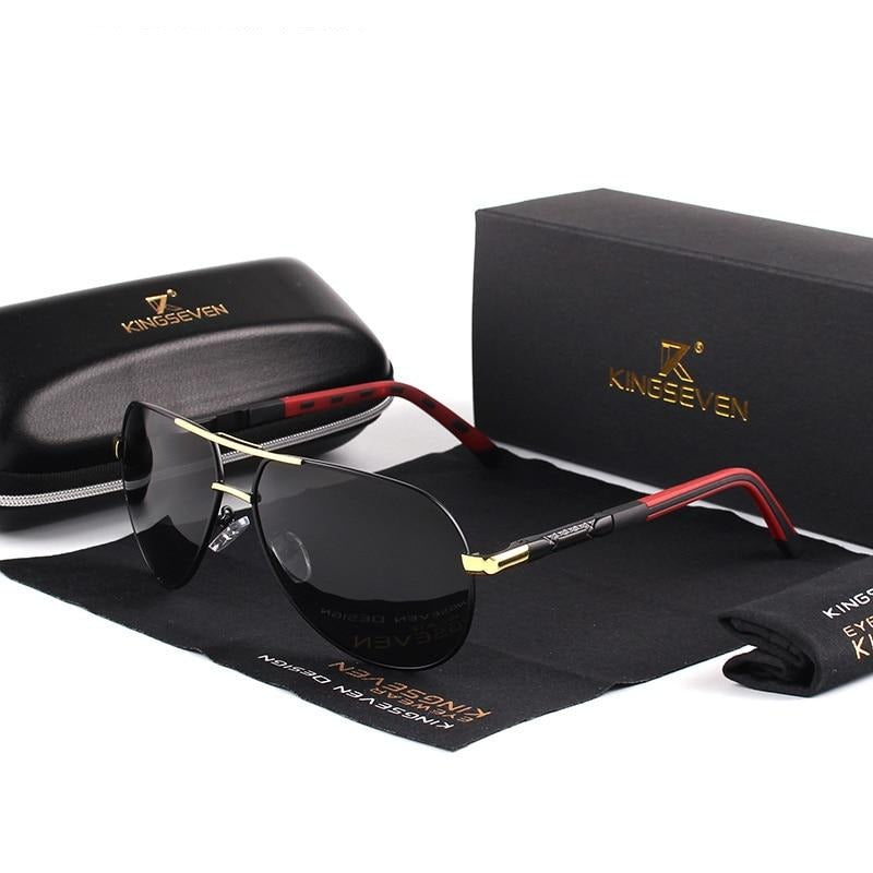 Man wearing men's vintage polarized sunglasses, showcasing sleek outdoor style and UV400 protection.