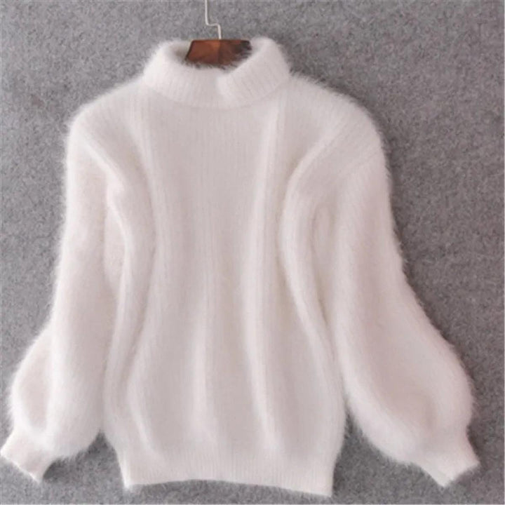 Casual chic long sleeve women's high neck sweater, featuring a stylish knit pattern for cozy wear.