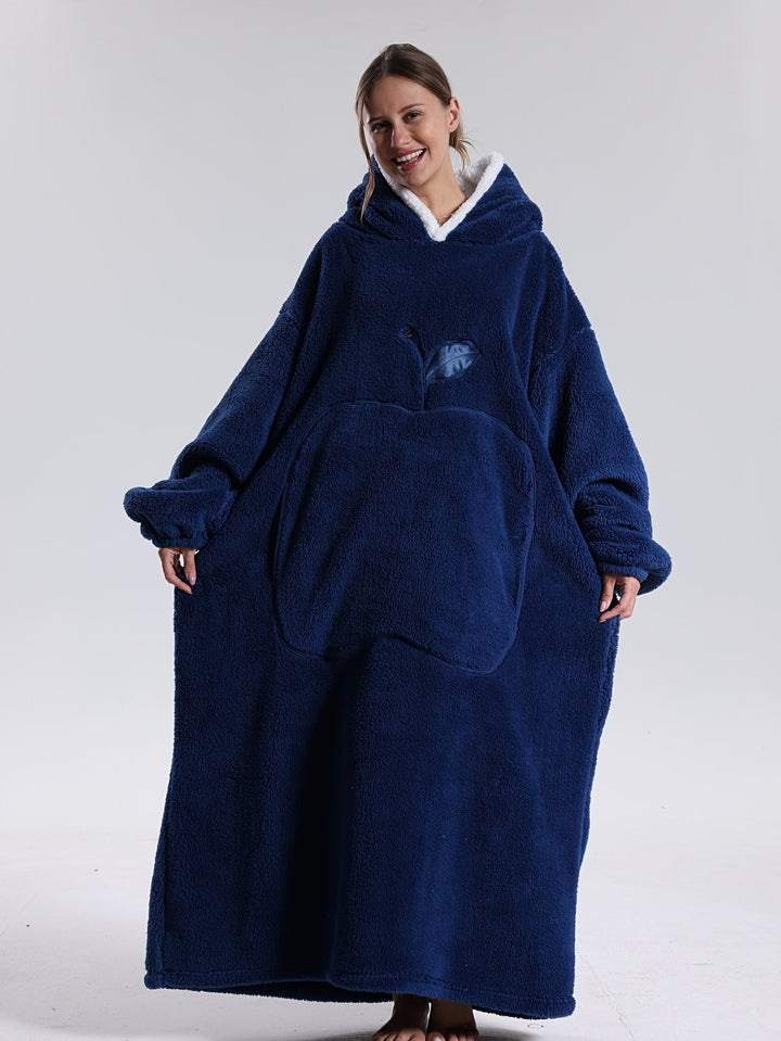 Stylish & cozy: an oversized unisex wearable hoodie blanket for ultimate warmth & comfort.