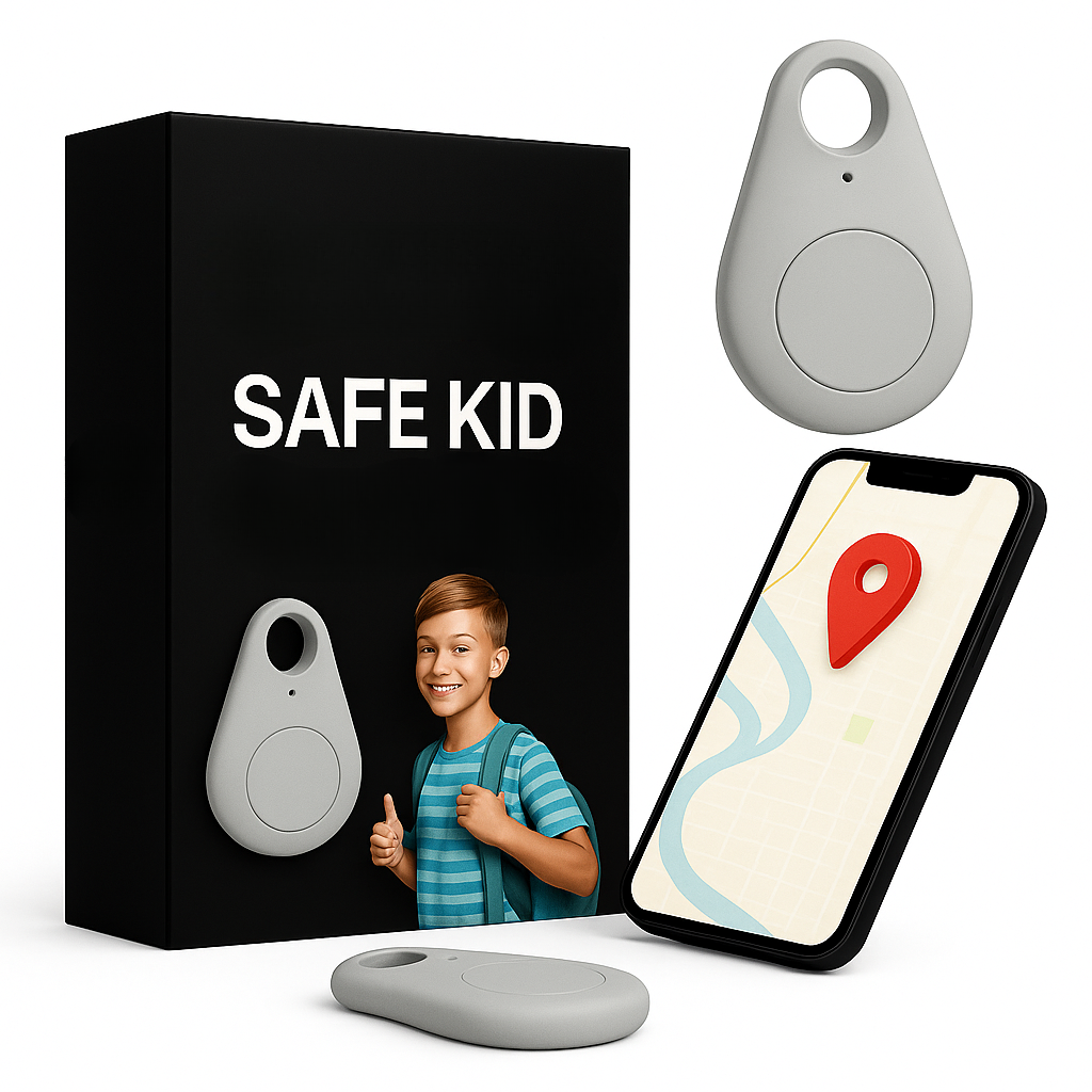 Compact waterproof personal GPS tracker for children, ensuring their safety with location device.