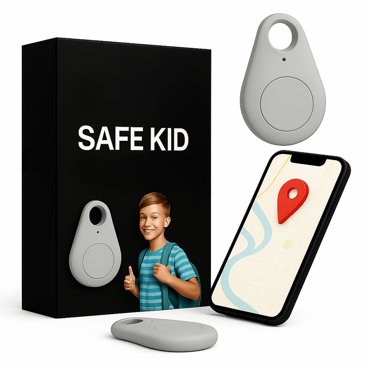 Compact waterproof personal GPS tracker for children, ensuring their safety with location device.