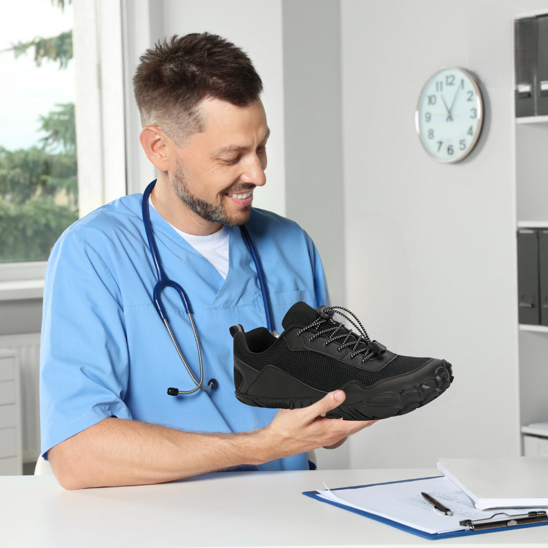 All-season men's waterproof barefoot shoes featuring flexible sole & wide toe box for outdoor comfort.