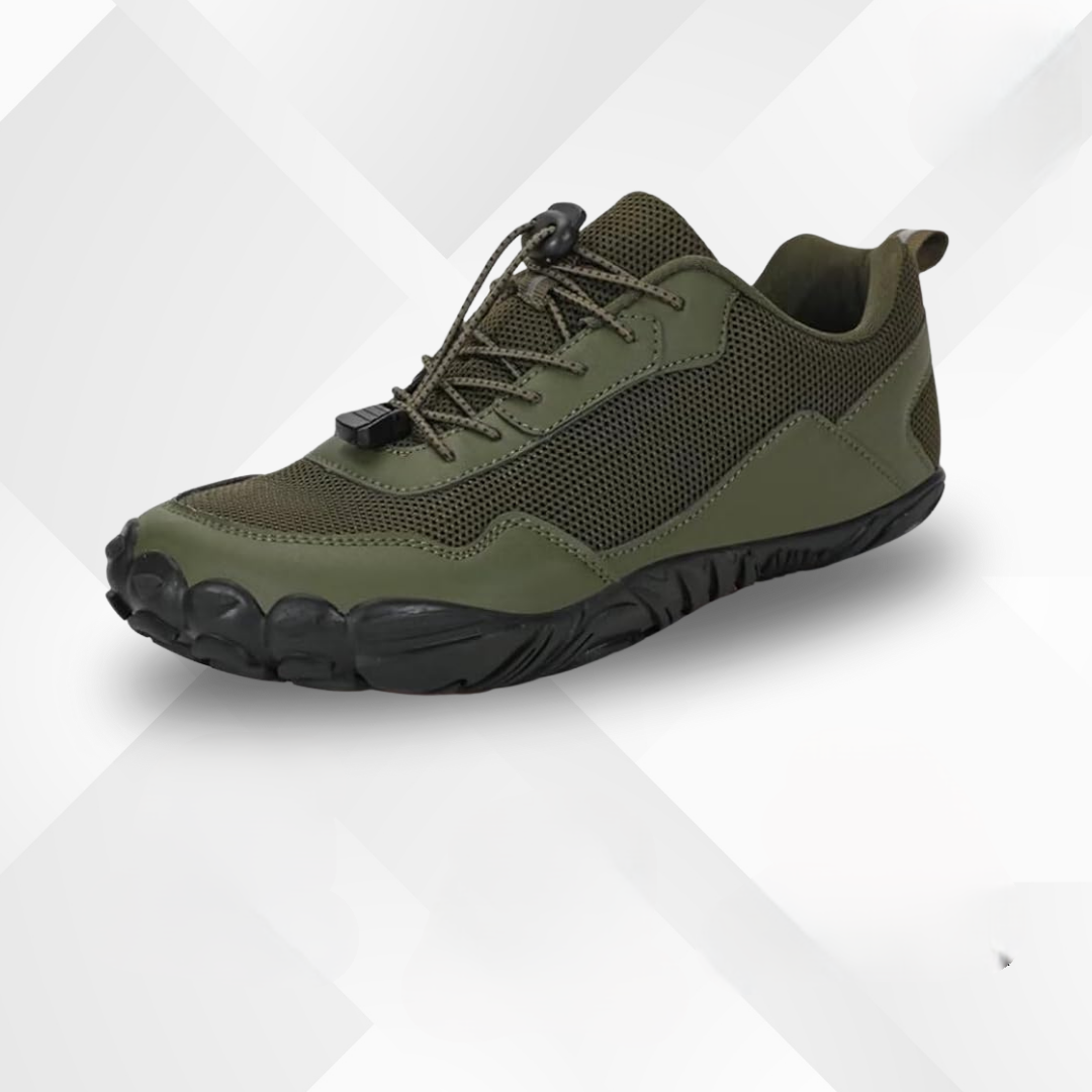 Durable men's waterproof barefoot shoes offering orthopedic comfort and all-season walking support.