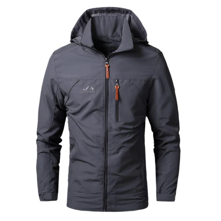 Breathable men's outdoor jacket. Waterproof & windproof design for comfortable wear during fall & winter.
